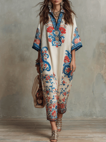 Zar | Floral Paisley Boho Spring Midi Dress
