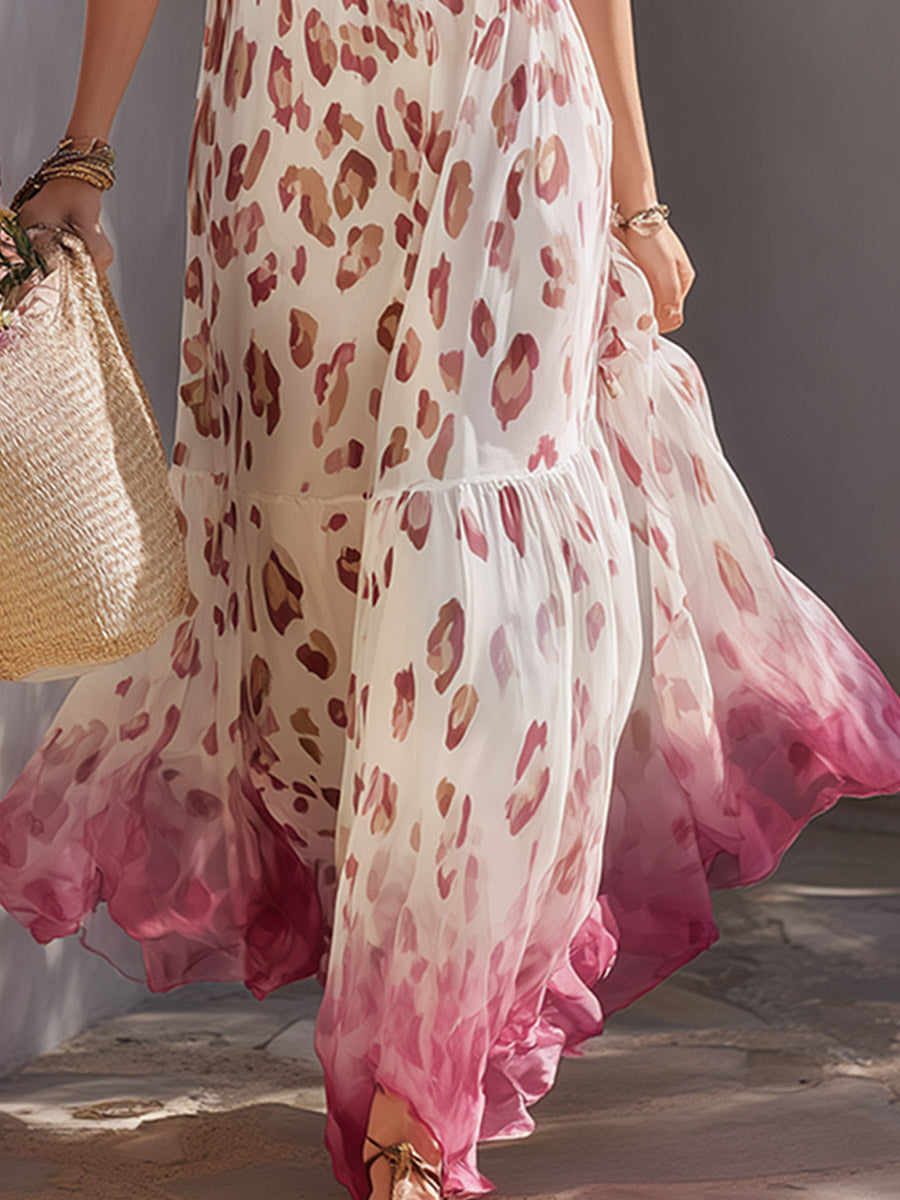 Ghost | Leopard Print Chiffon Spring Wedding Guest Maxi Dress