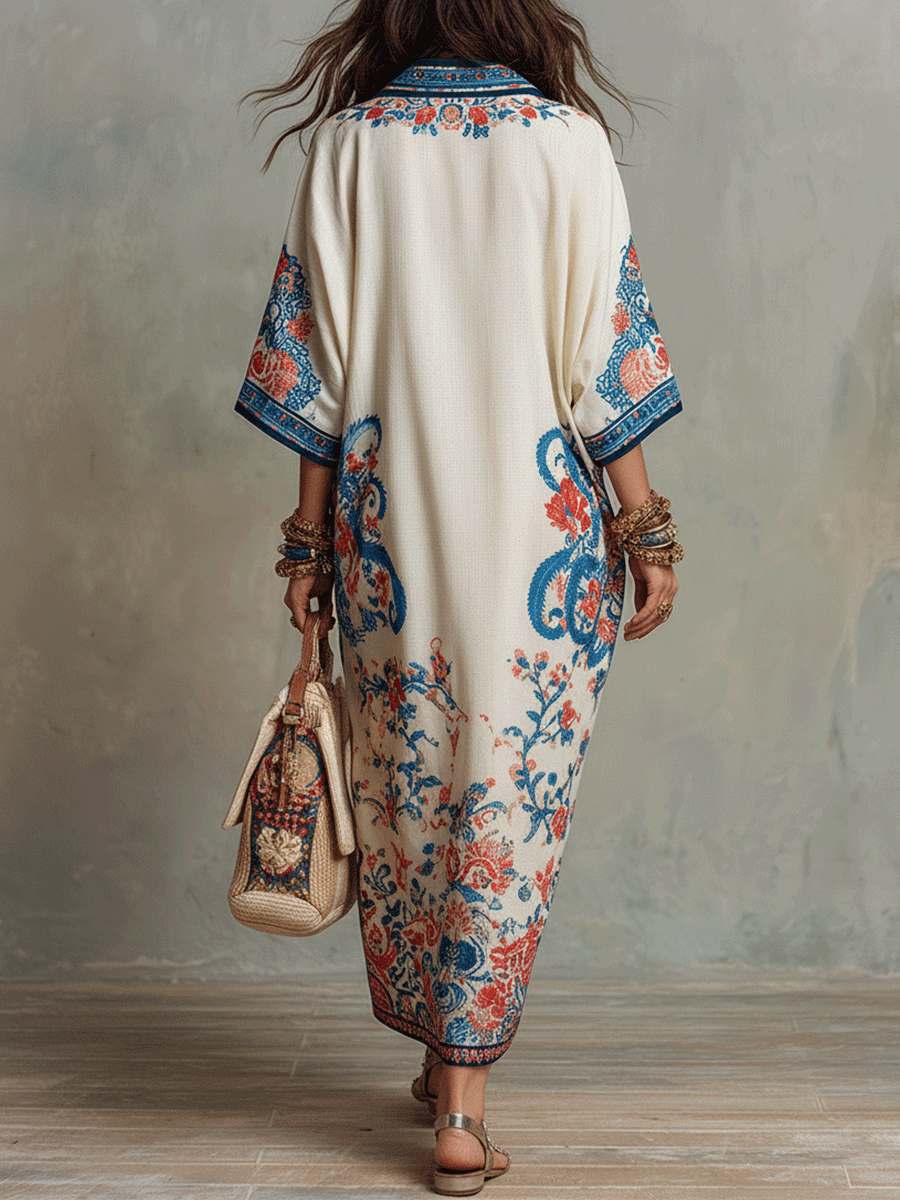 Zar | Floral Paisley Boho Spring Midi Dress