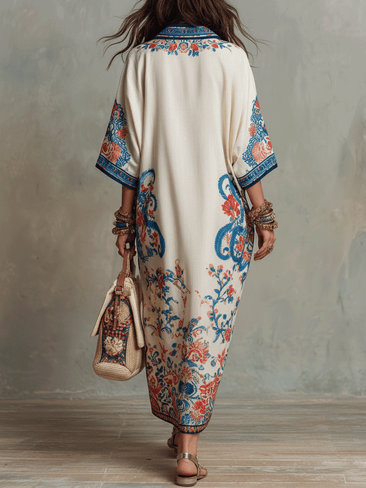 Zar | Floral Paisley Boho Spring Midi Dress