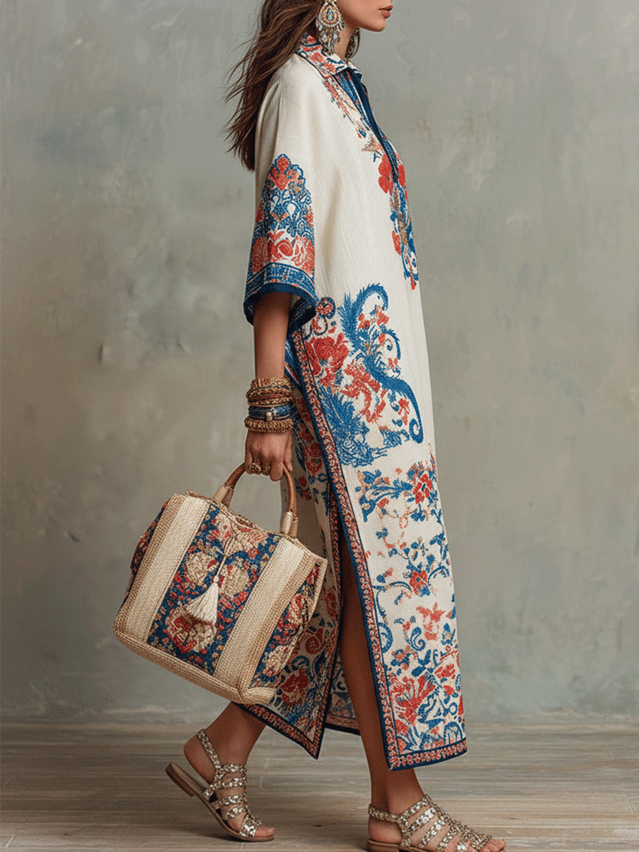 Zar | Floral Paisley Boho Spring Midi Dress