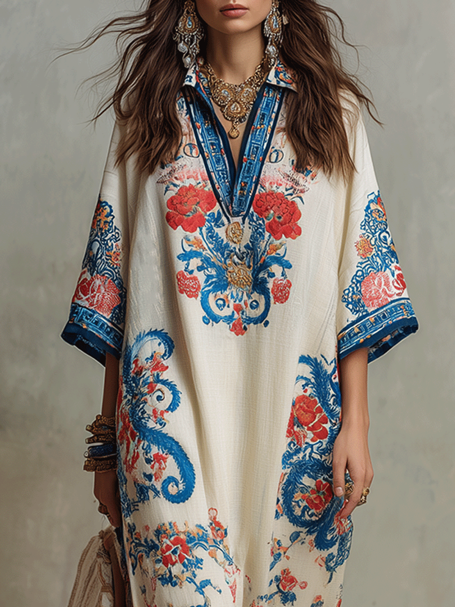 Zar | Floral Paisley Boho Spring Midi Dress