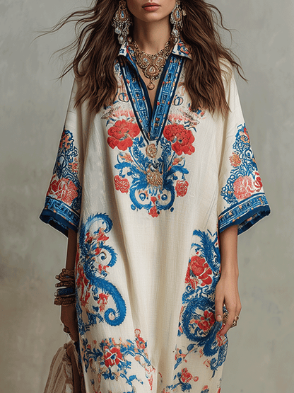 Zar | Floral Paisley Boho Spring Midi Dress
