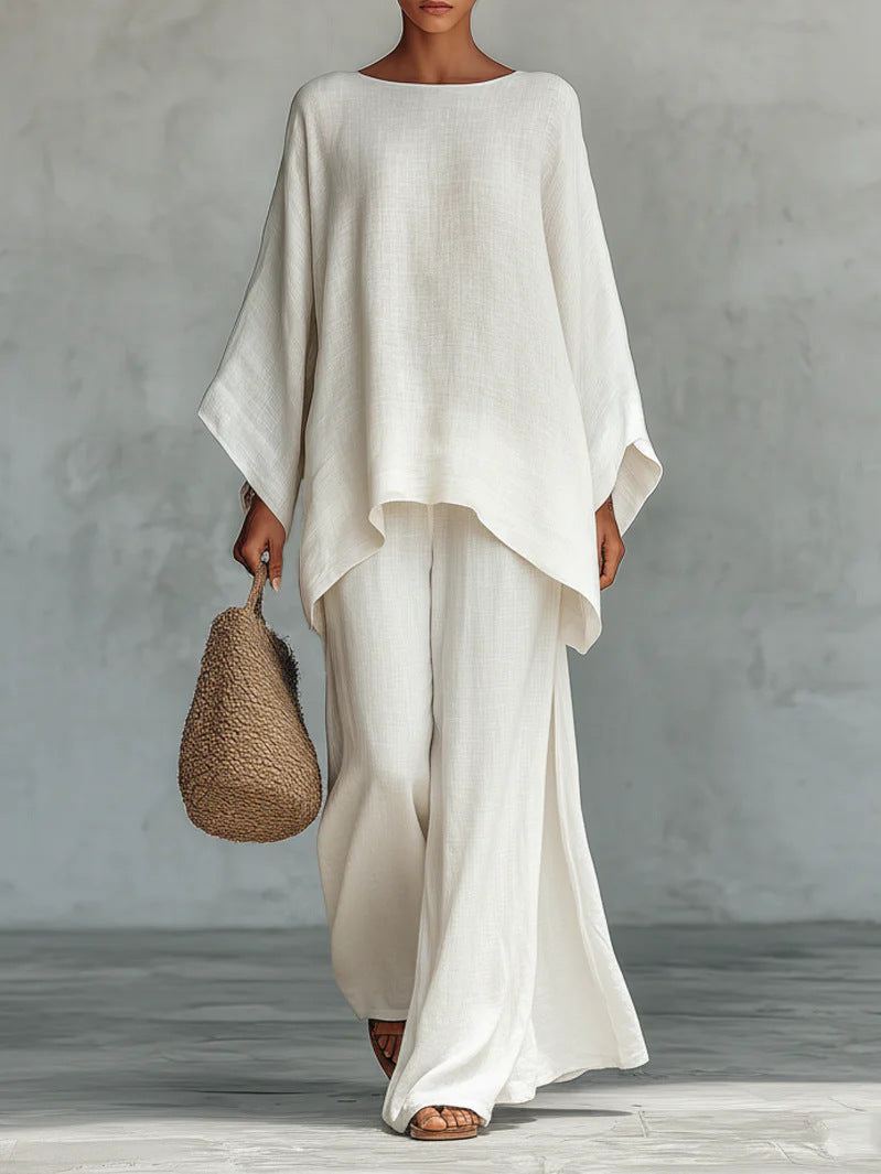 Trice | Matching Linen Flowy Top and Wide Leg Pants Set