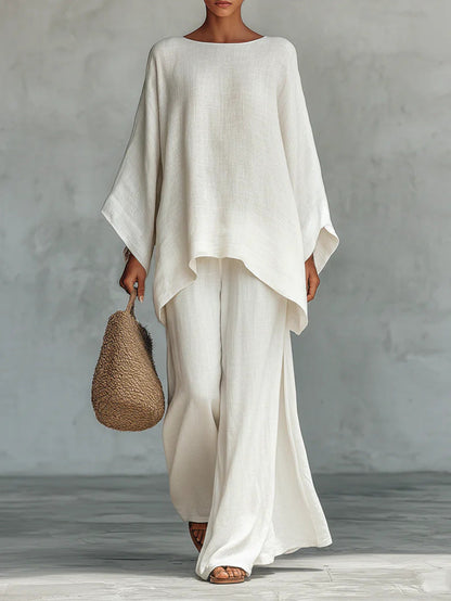 Trice | Matching Linen Flowy Top and Wide Leg Pants Set