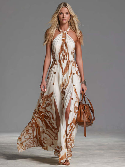 Pueblo | Western Print Chiffon Spring Wedding Guest Maxi Dress