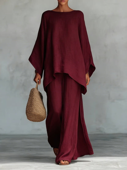 Trice | Matching Linen Flowy Top and Wide Leg Pants Set