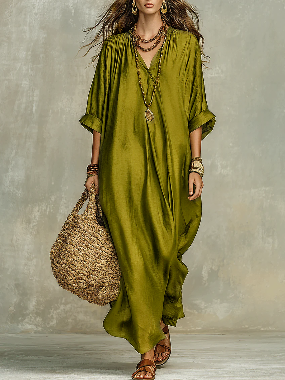 Olive | Relaxed Boho Beach Spring Maxi Dress