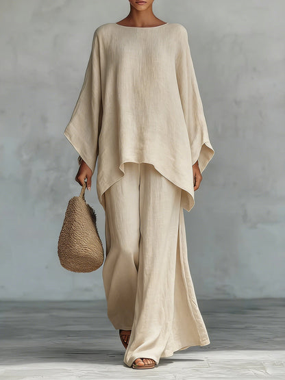 Trice | Matching Linen Flowy Top and Wide Leg Pants Set