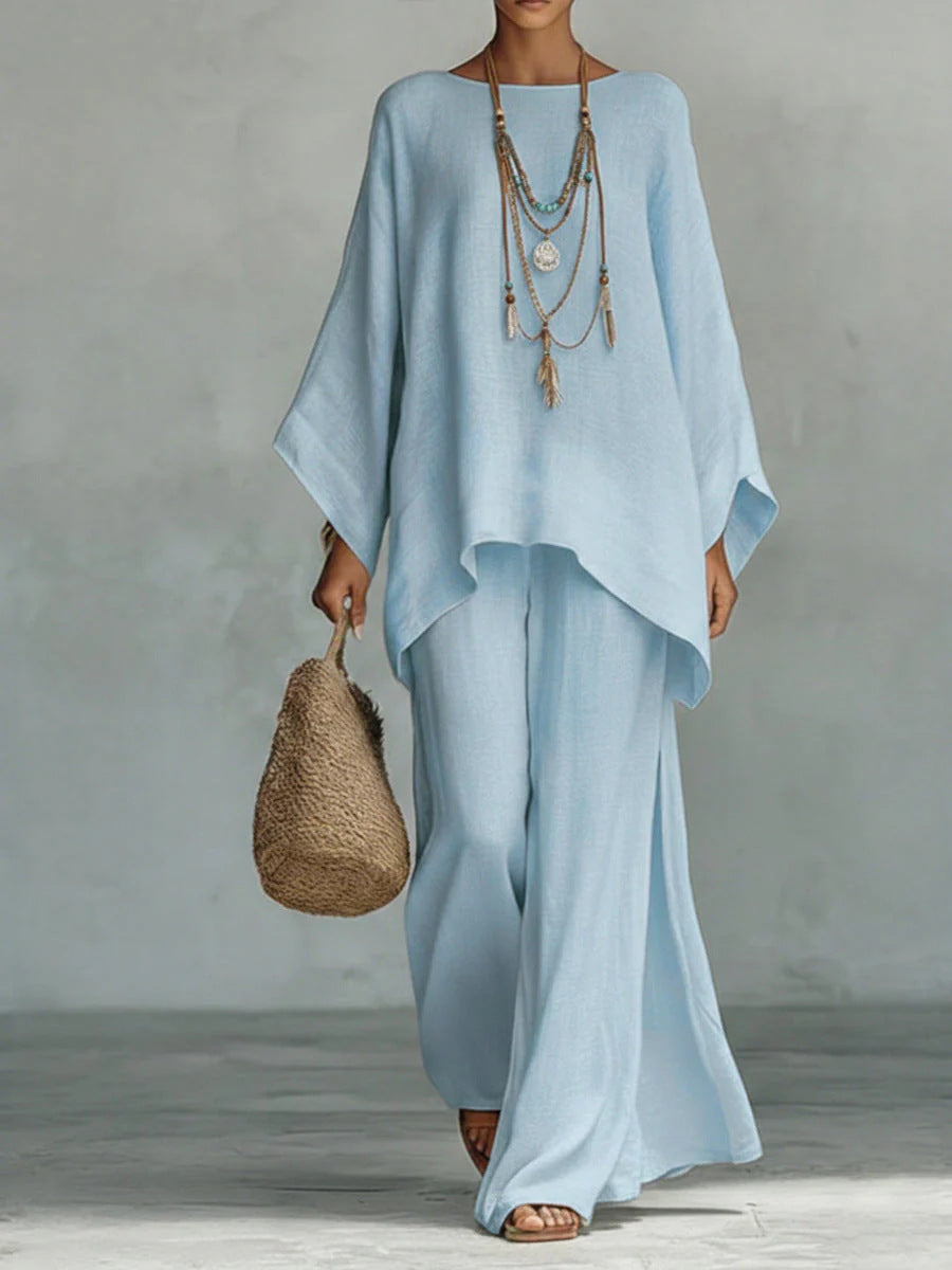 Trice | Matching Linen Flowy Top and Wide Leg Pants Set