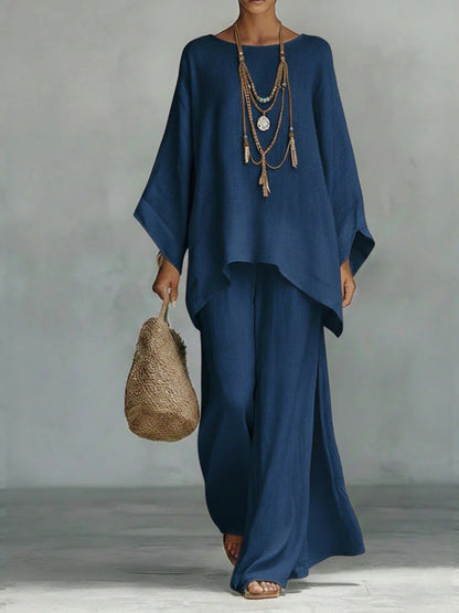 Trice | Matching Linen Flowy Top and Wide Leg Pants Set