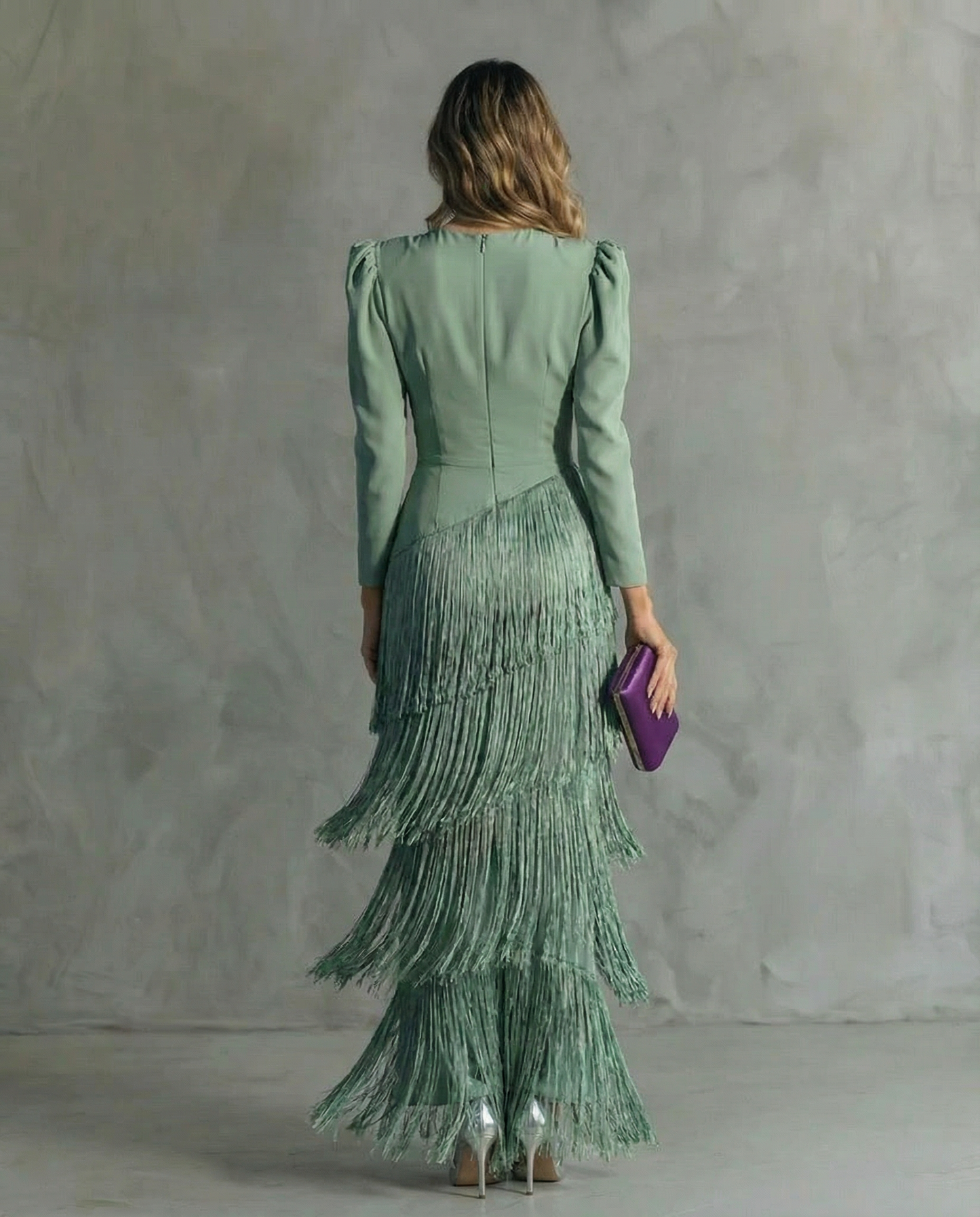 Tiered Fringe Sleeve Summer Wedding Guest Midi Dress