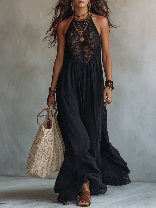 Soft Drape Boho Statement Beach Maxi Dress