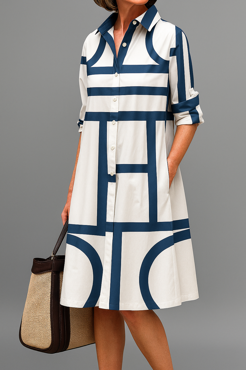 Sina | Elegant Striped Sleeveless Midi Summer Dress