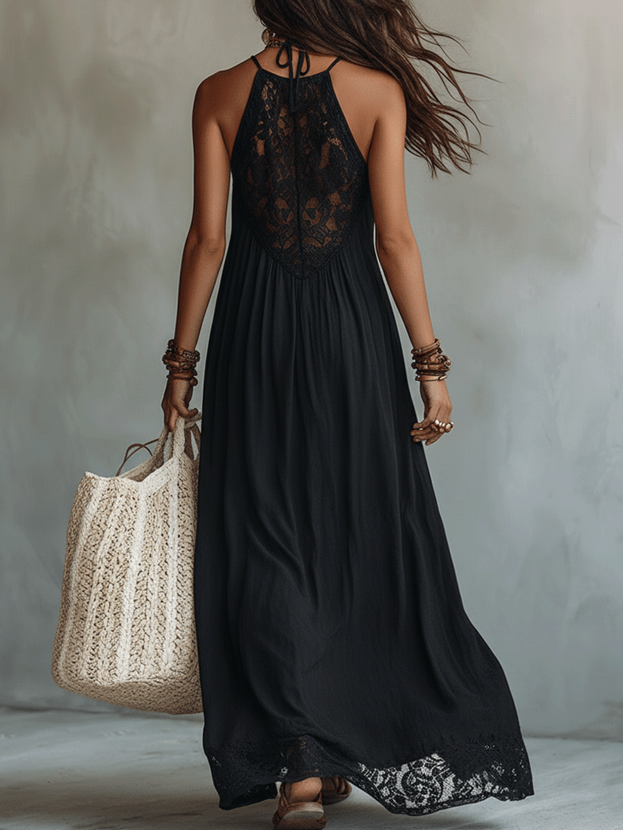 Soft Drape Boho Statement Beach Maxi Dress