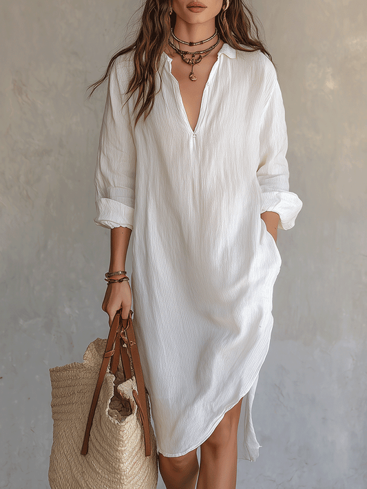 Nomad | White Boho Beach Spring Midi Dress