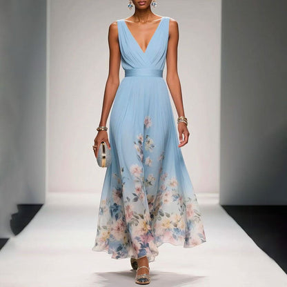 Cindy | Elegant Flowy Floral Summer Wedding Guest Maxi Dress