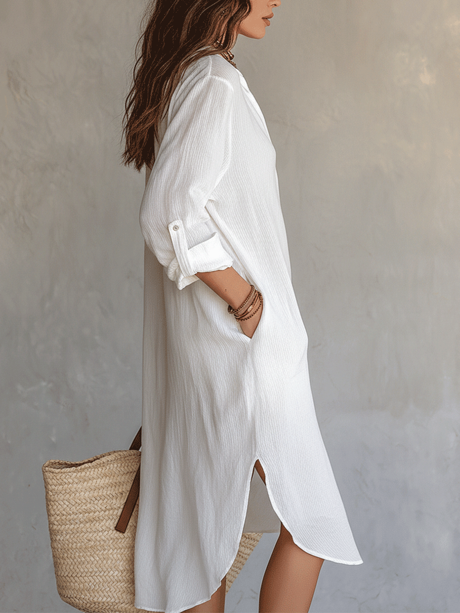 Nomad | White Boho Beach Spring Midi Dress