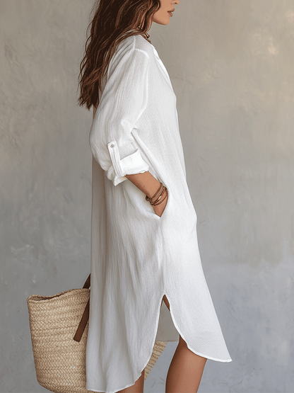 Nomad | White Boho Beach Spring Midi Dress