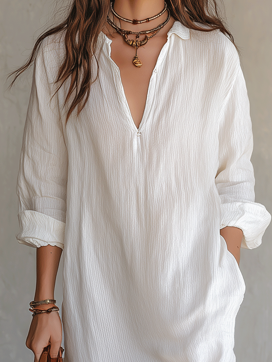 Nomad | White Boho Beach Spring Midi Dress