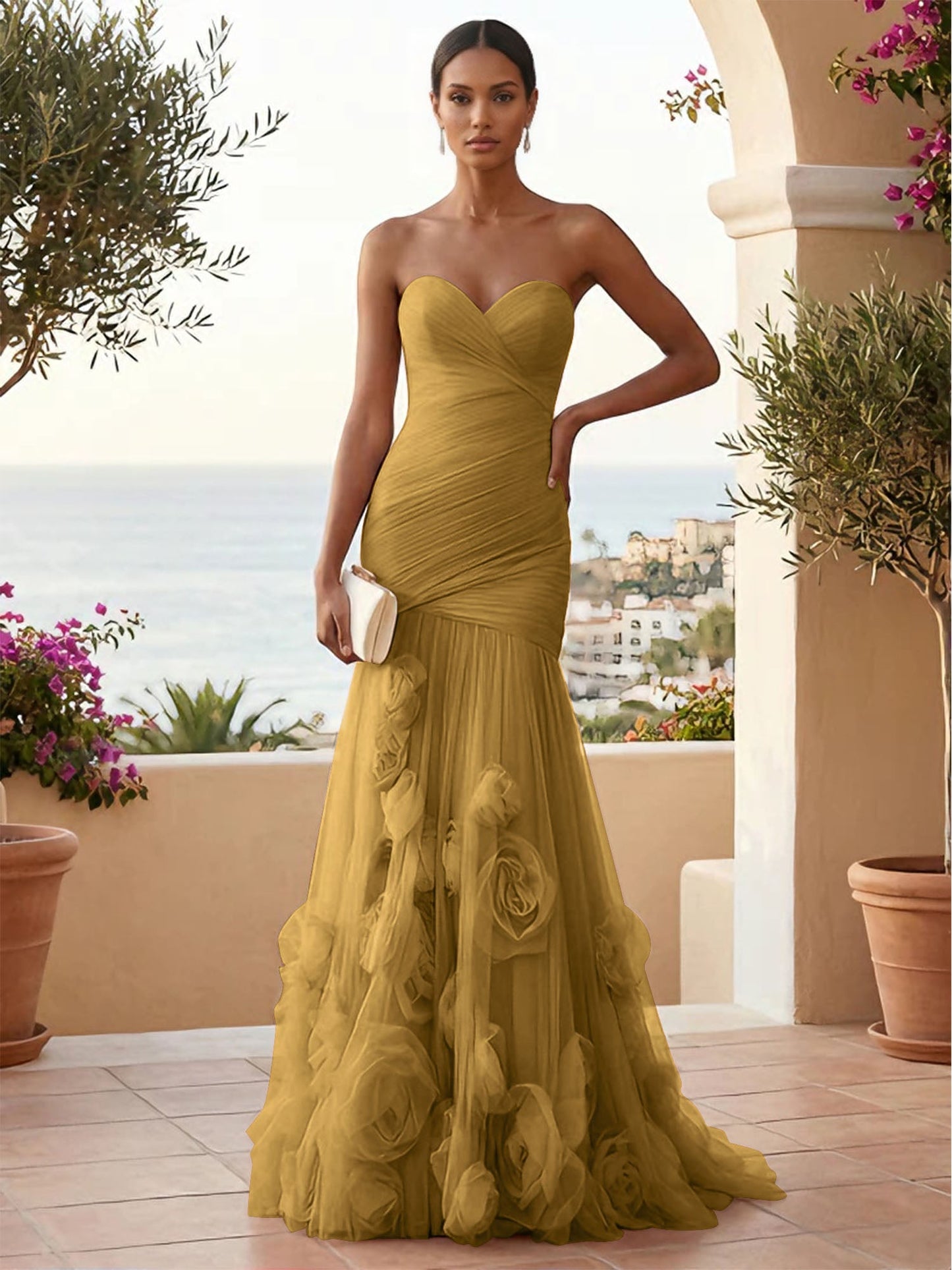 Eden | One Shoulder Floral Tulle Mermaid Bridesmaid Dress