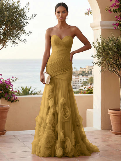 Eden | One Shoulder Floral Tulle Mermaid Bridesmaid Dress