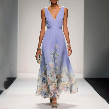 Cindy | Elegant Flowy Floral Summer Wedding Guest Maxi Dress