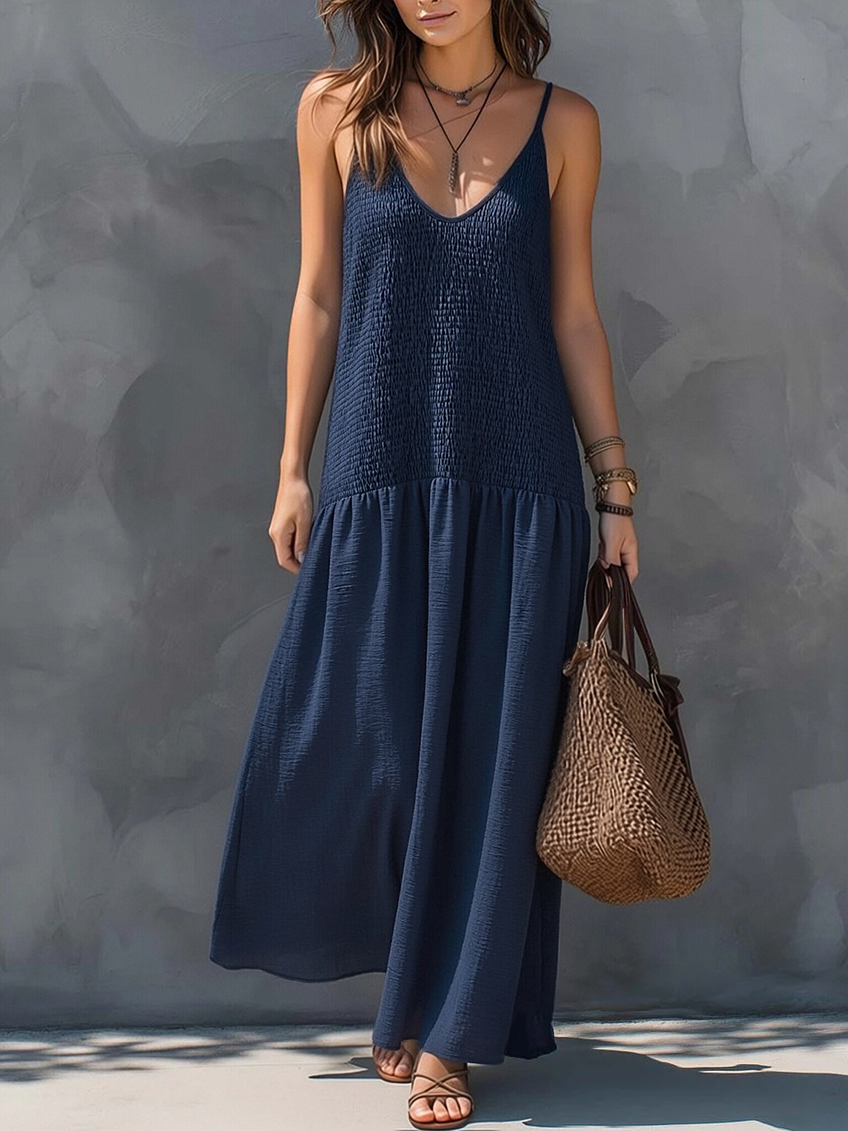 Nomi | Bohemian Patchwork Linen Vacation Maxi Dress