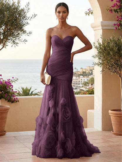 Eden | One Shoulder Floral Tulle Mermaid Bridesmaid Dress