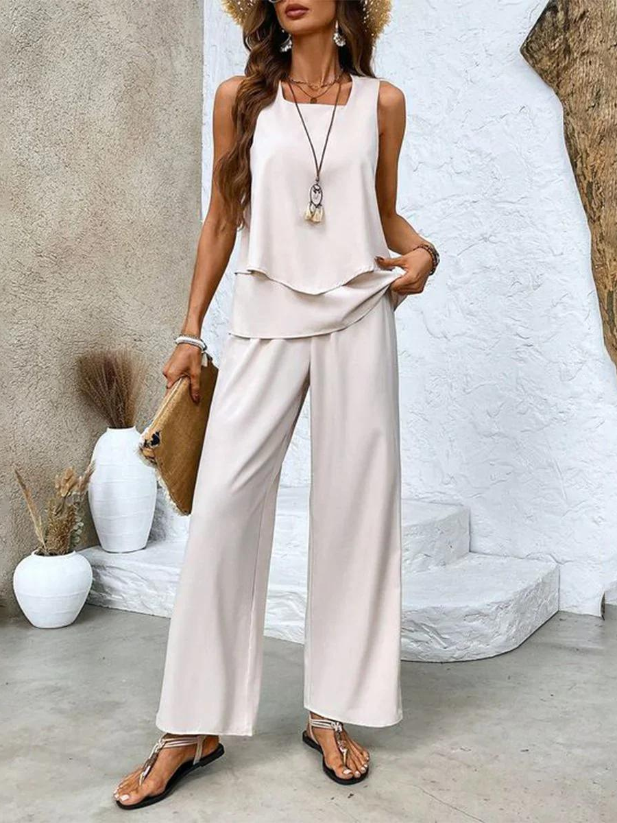 Averie | Matching Layered Wide Leg Two-Piece Summer Set