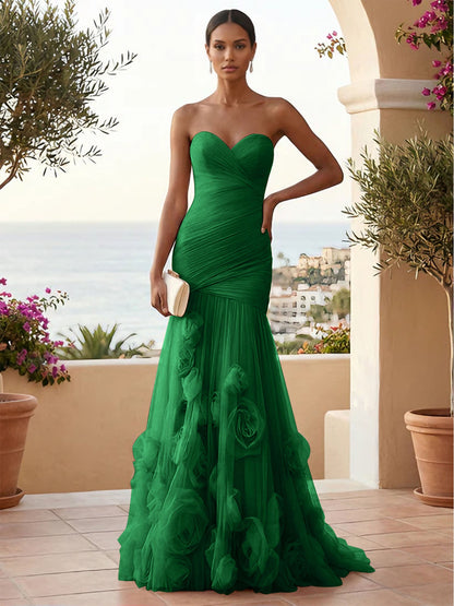 Eden | One Shoulder Floral Tulle Mermaid Bridesmaid Dress