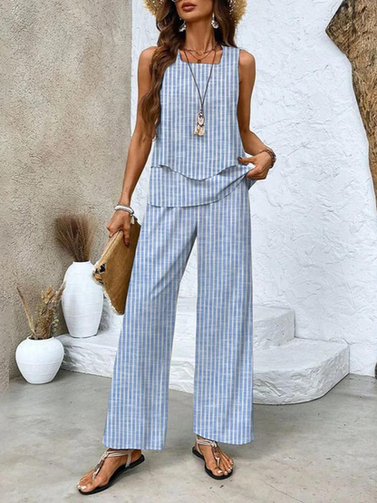 Averie | Matching Layered Wide Leg Two-Piece Summer Set