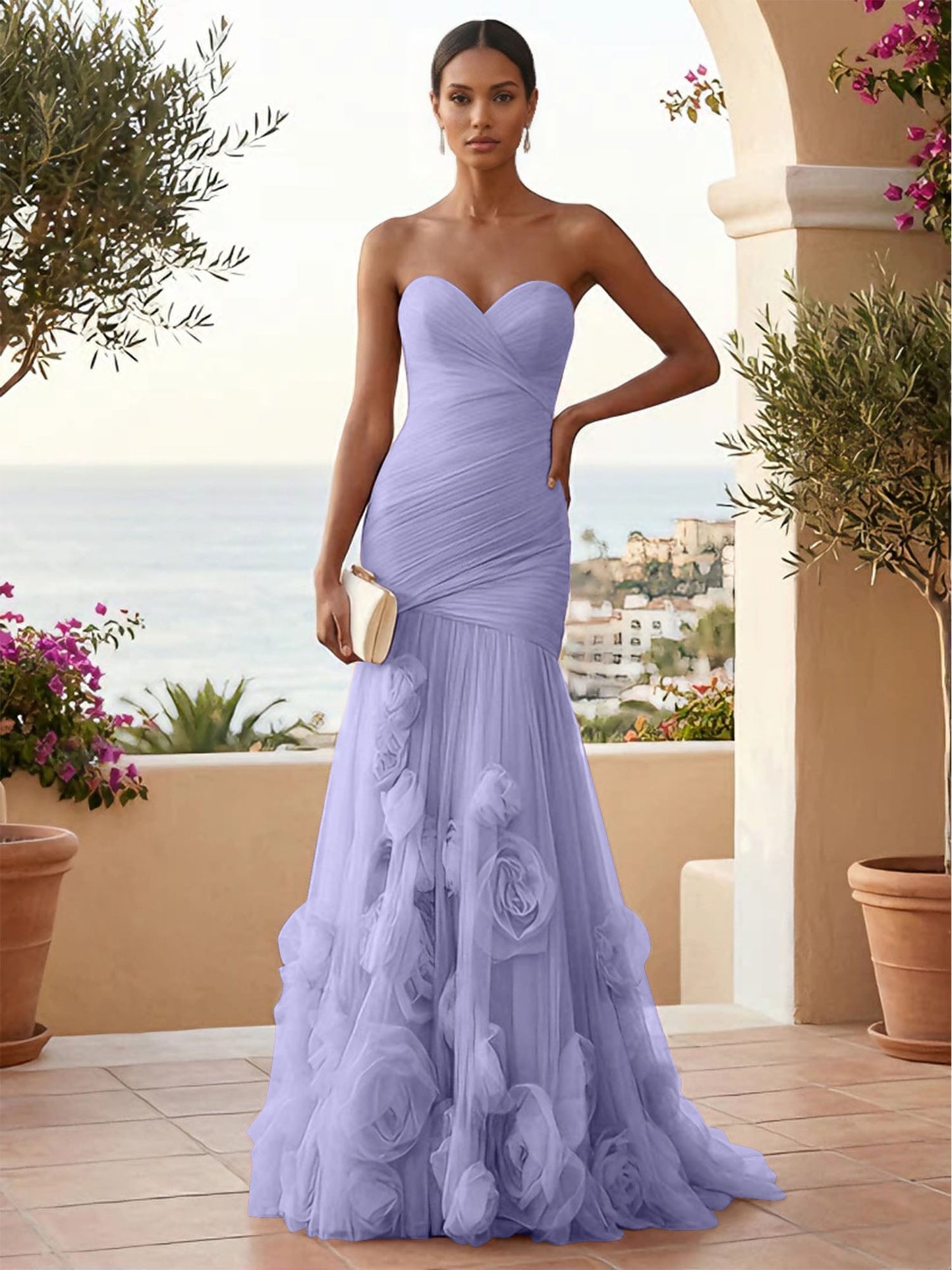 Eden | One Shoulder Floral Tulle Mermaid Bridesmaid Dress