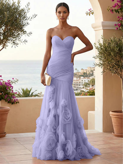 Eden | One Shoulder Floral Tulle Mermaid Bridesmaid Dress