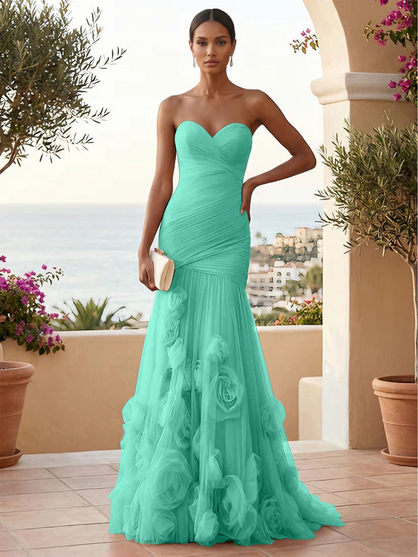 Eden | One Shoulder Floral Tulle Mermaid Bridesmaid Dress