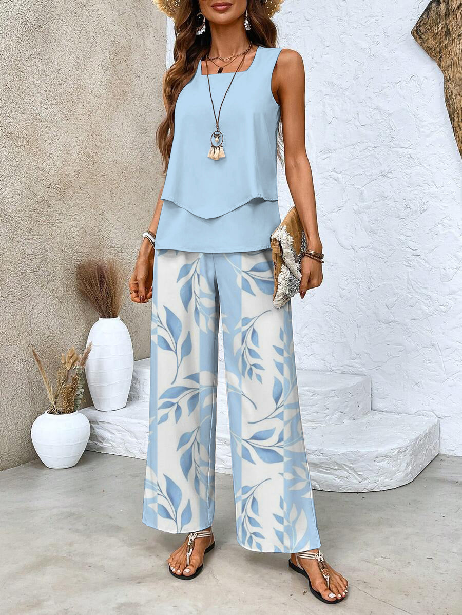 Averie | Matching Layered Wide Leg Two-Piece Summer Set