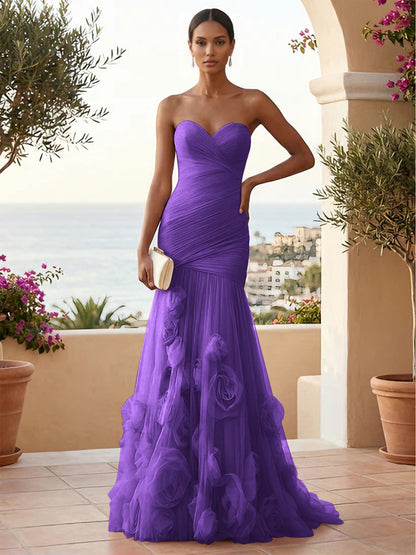 Eden | One Shoulder Floral Tulle Mermaid Bridesmaid Dress