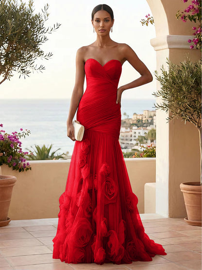 Eden | One Shoulder Floral Tulle Mermaid Bridesmaid Dress