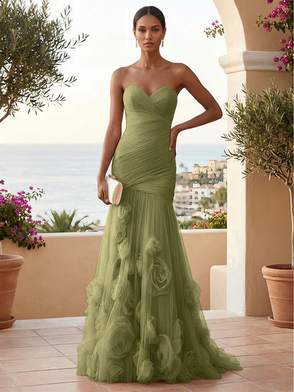 Eden | One Shoulder Floral Tulle Mermaid Bridesmaid Dress