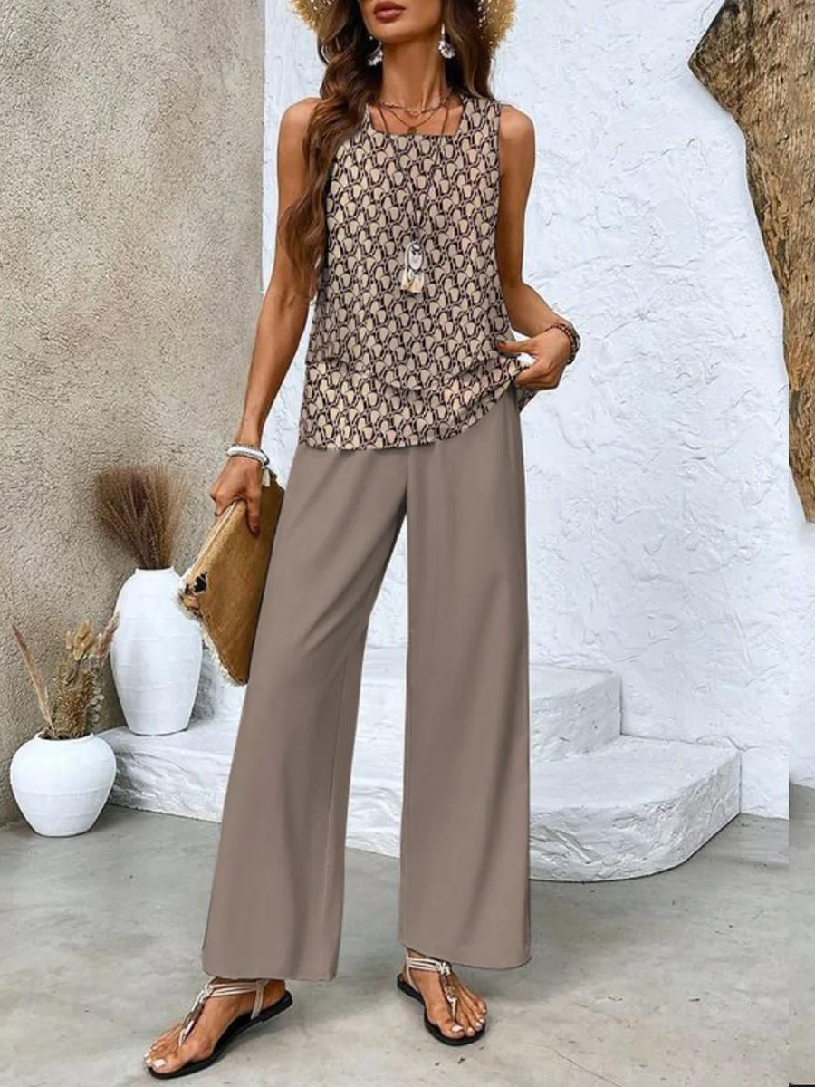 Averie | Matching Layered Wide Leg Two-Piece Summer Set
