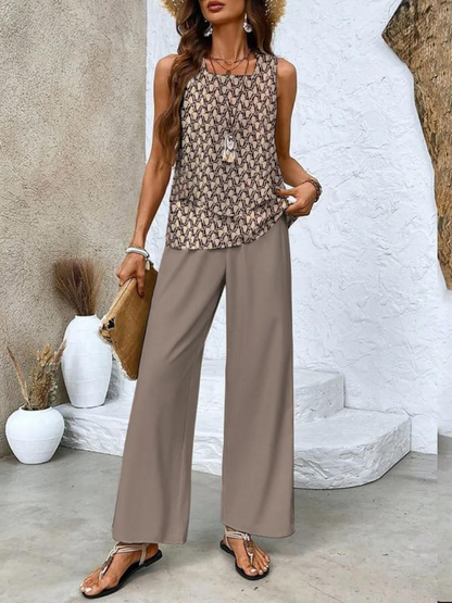 Averie | Matching Layered Wide Leg Two-Piece Summer Set