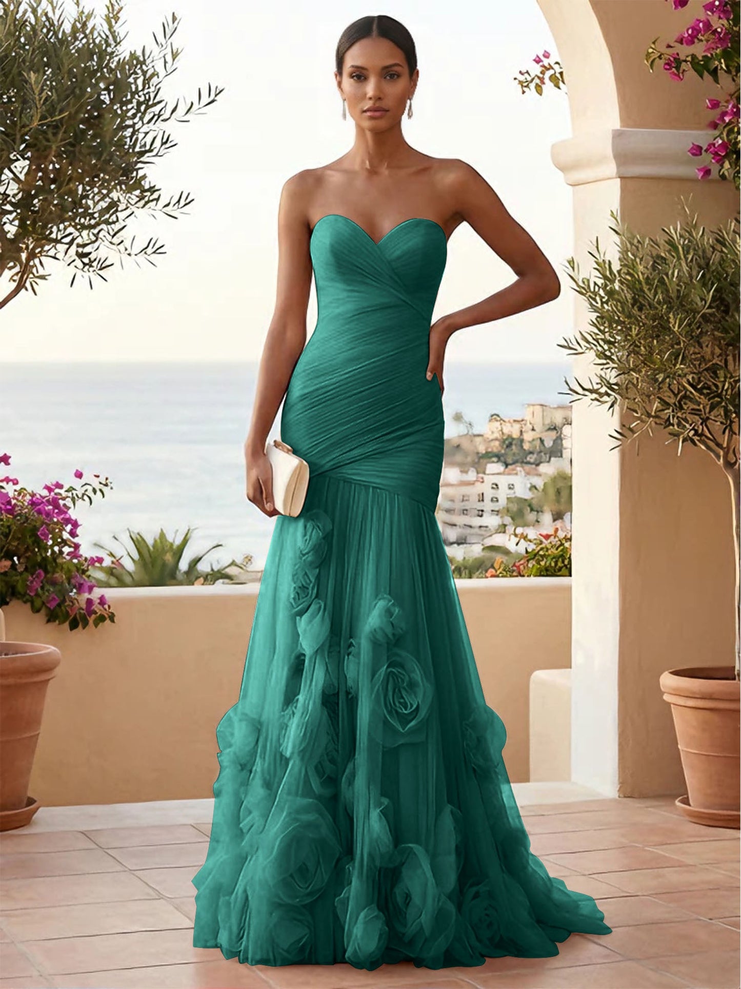Eden | One Shoulder Floral Tulle Mermaid Bridesmaid Dress