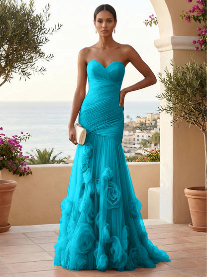 Eden | One Shoulder Floral Tulle Mermaid Bridesmaid Dress
