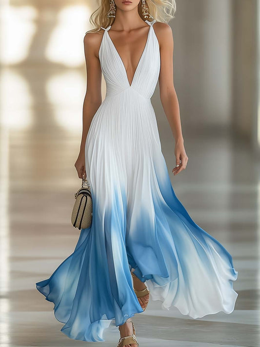 Elegant Pleated Chiffon Spring Wedding Guest Dress