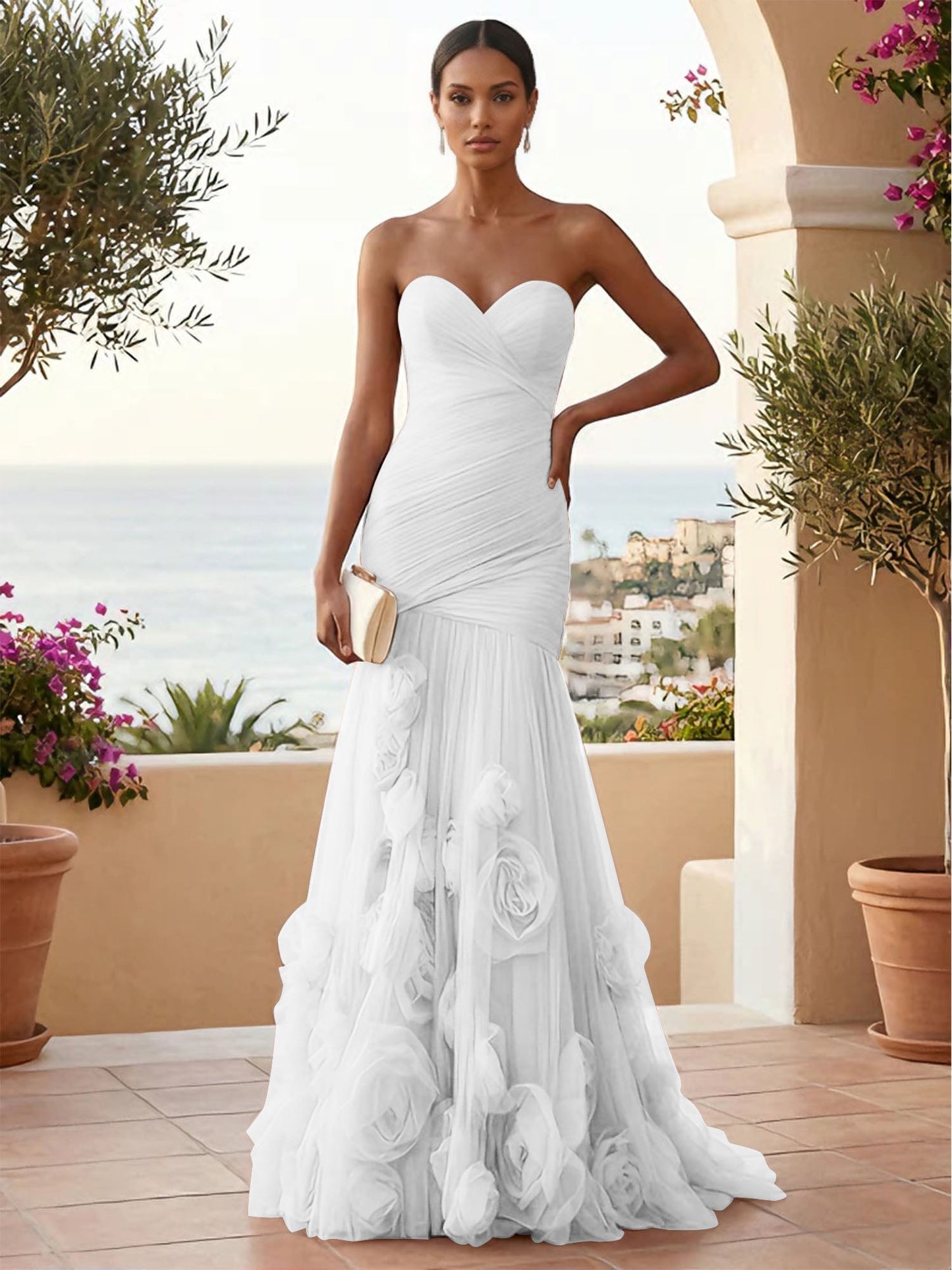 Eden | One Shoulder Floral Tulle Mermaid Bridesmaid Dress