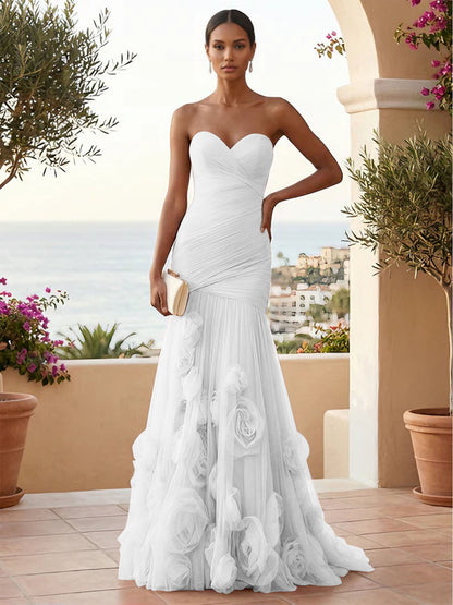Eden | One Shoulder Floral Tulle Mermaid Bridesmaid Dress