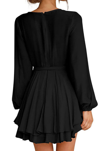 Portia | Lantern Sleeve V-Neck Mini Summer Dress
