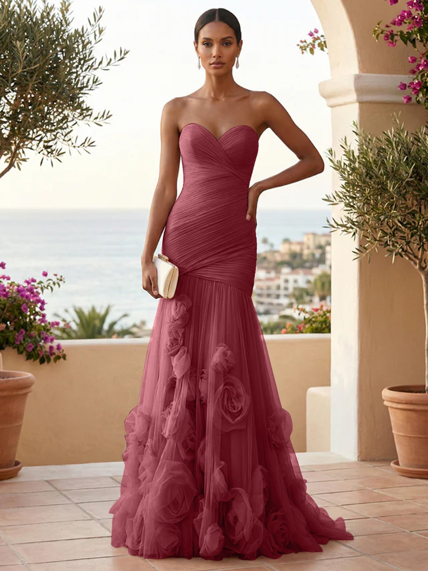 Eden | One Shoulder Floral Tulle Mermaid Bridesmaid Dress