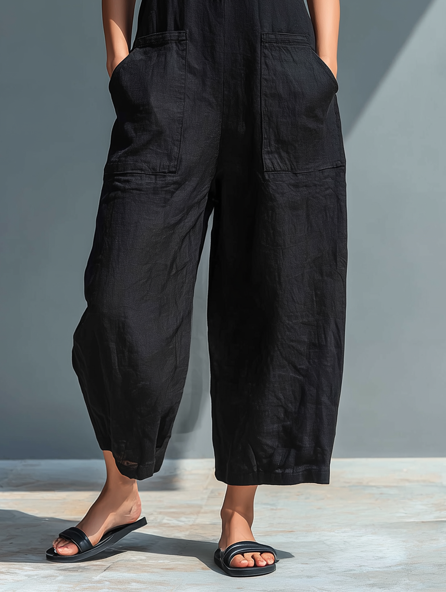 Sleeveless High Neck Button Front Summer Jumpsuit