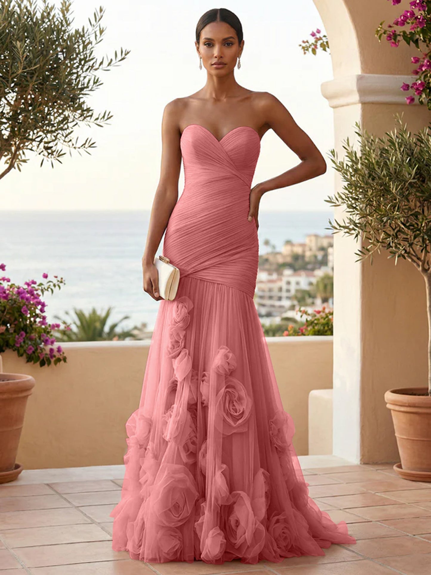 Eden | One Shoulder Floral Tulle Mermaid Bridesmaid Dress